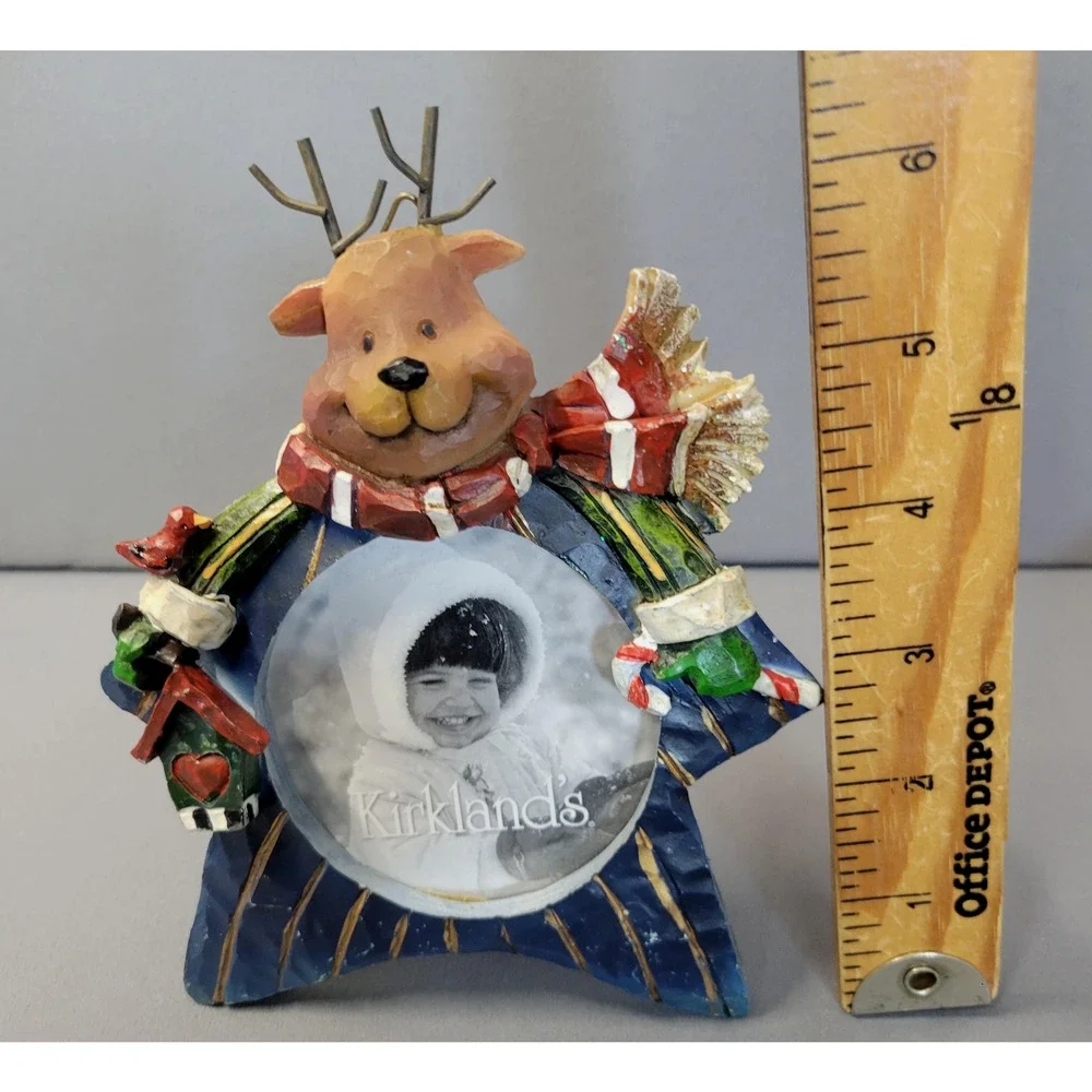 Kirkland's Holiday Reindeer Resin Photo Frame Tabletop Christmas Decor with‎ Box